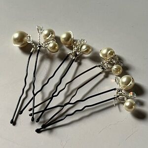 Handmade Faux Pearl Bridal Hair Pins – Set of 4